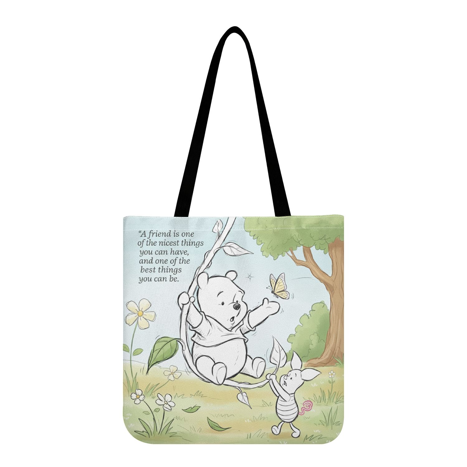 Winnie the Pooh and Piglet coloring tote bag