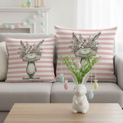 Dekokissen mit Blumenhase