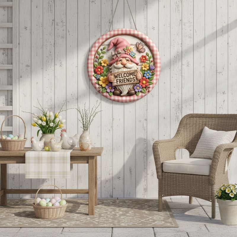 Welcome Friends Gnome Decorative Sign