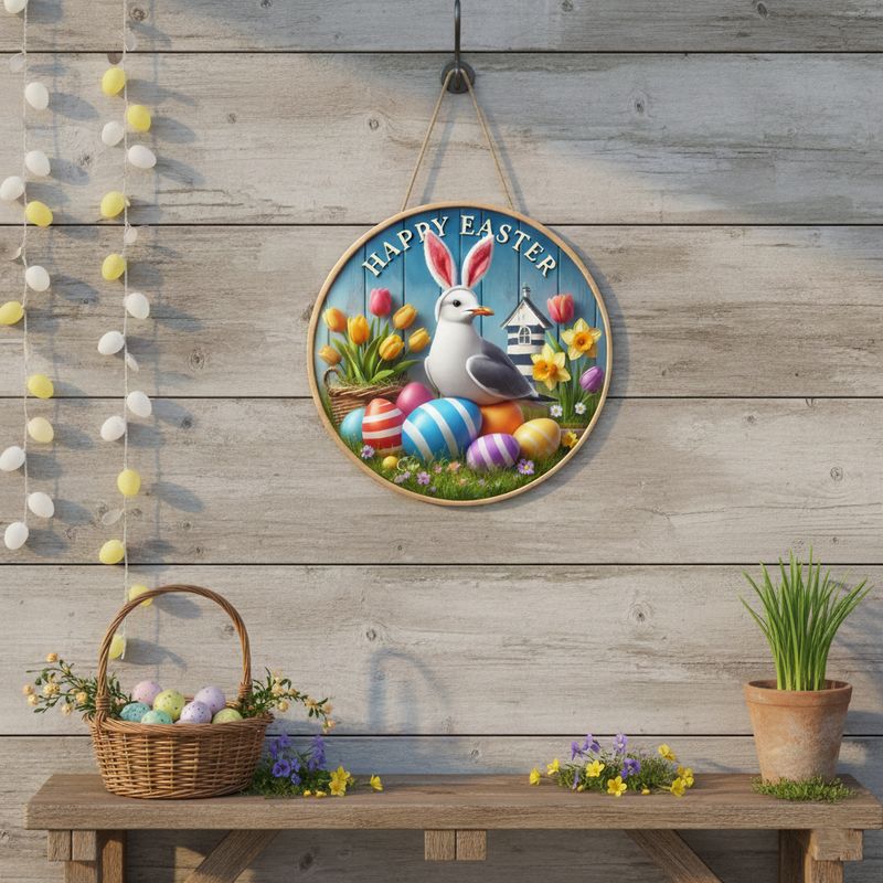 Happy Easter Seagull Decorative Sign