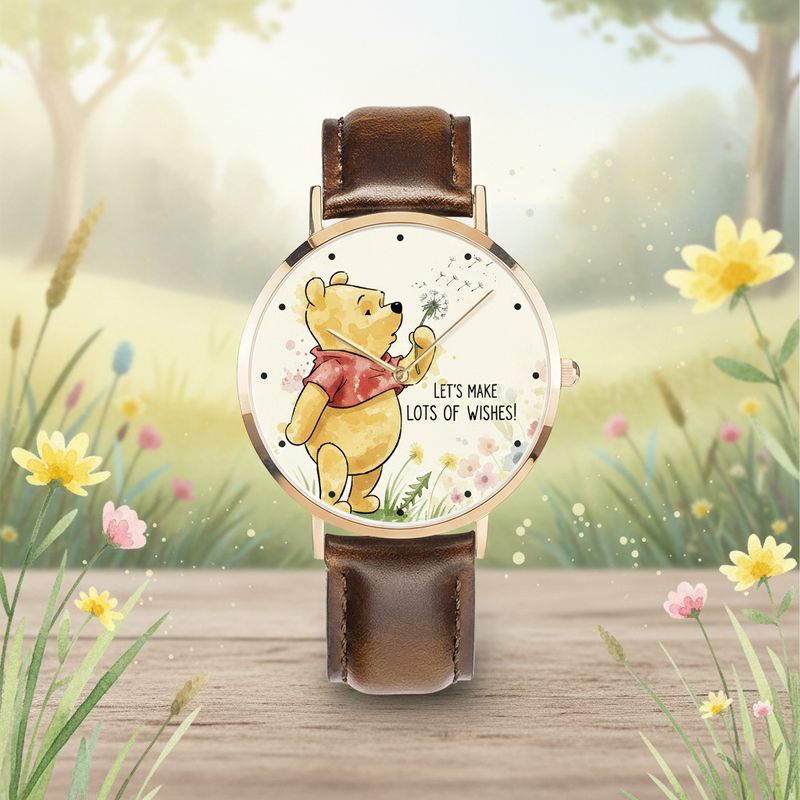 Winnie the Pooh Wish Time Leather Wristwatch Rose Gold