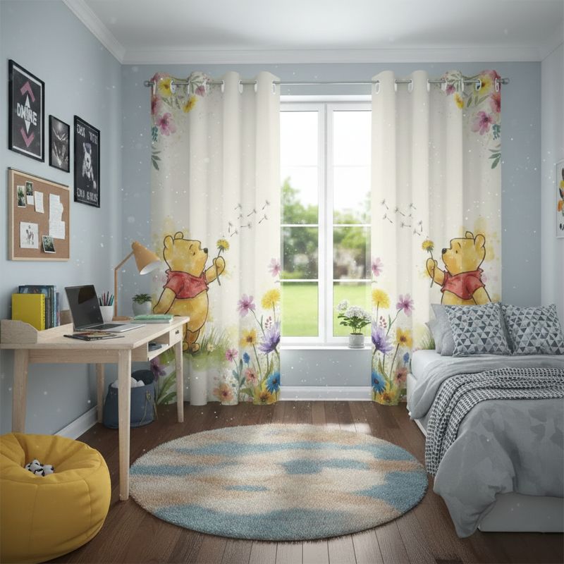 Beige blackout curtains Winnie the Pooh dandelion