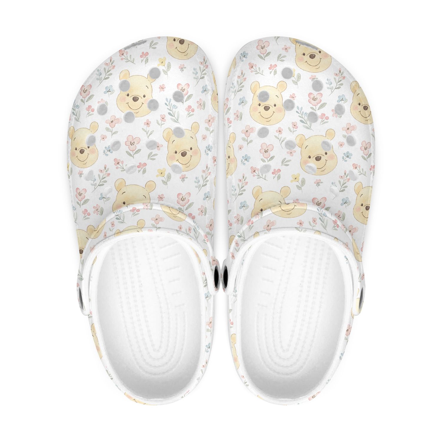 White Floral Clogs - Winnie the Pooh