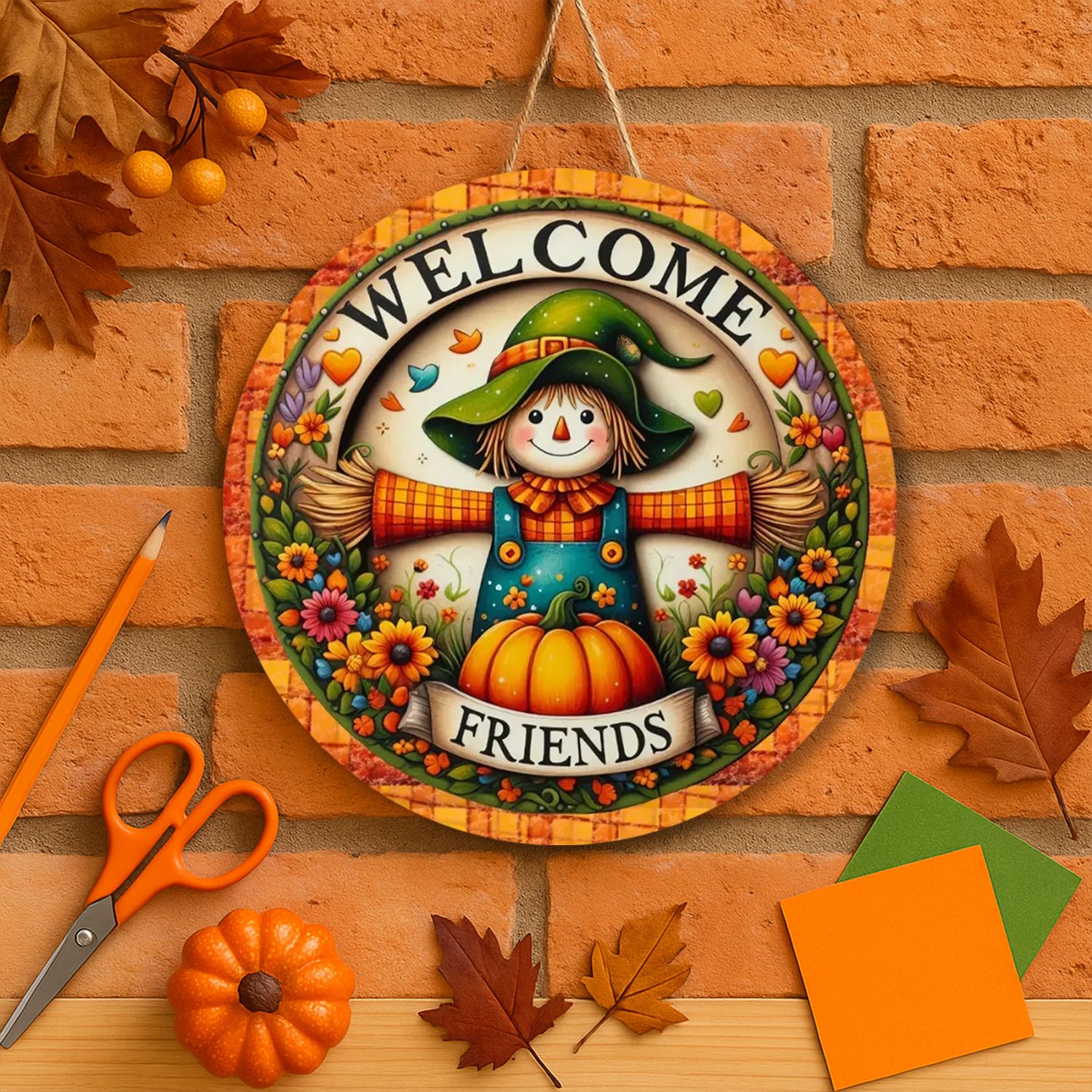 Herbstliches Deko-Schild "Welcome Friends"