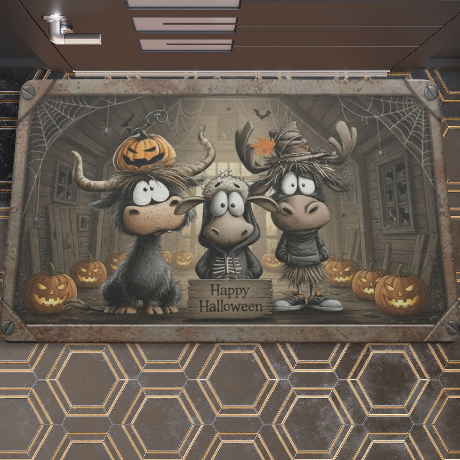 Funny Farm Halloween Doormat – Pumpkin Gang