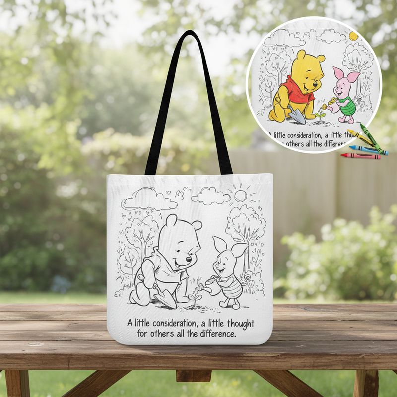 Winnie the Pooh coloring tote bag