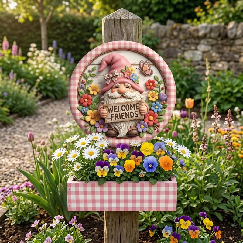Welcome Friends Gnome Decorative Sign
