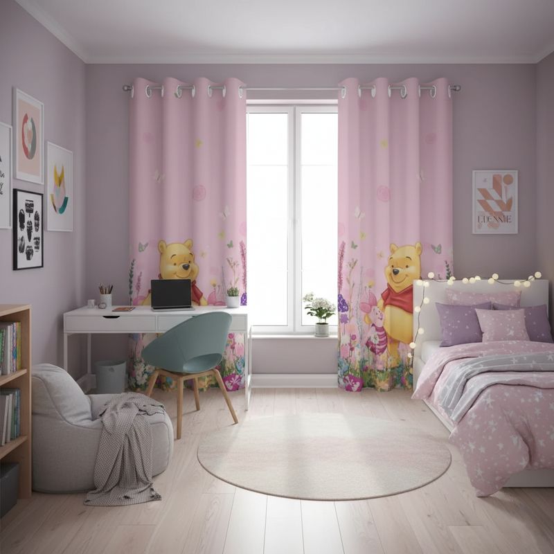 Pink blackout curtains Winnie the Pooh
