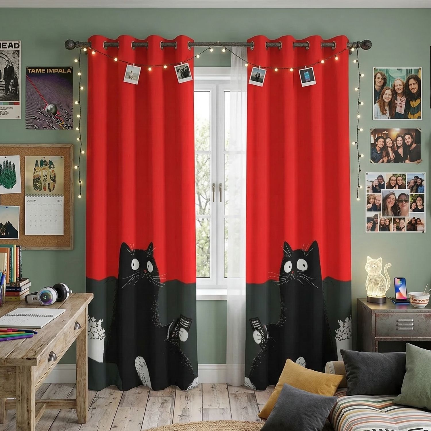 Blackout curtains Movie Night Cat
