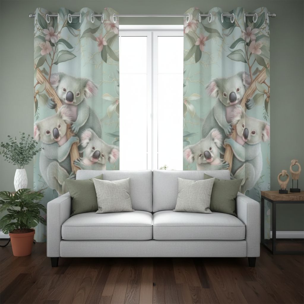Blackout curtains Koala family