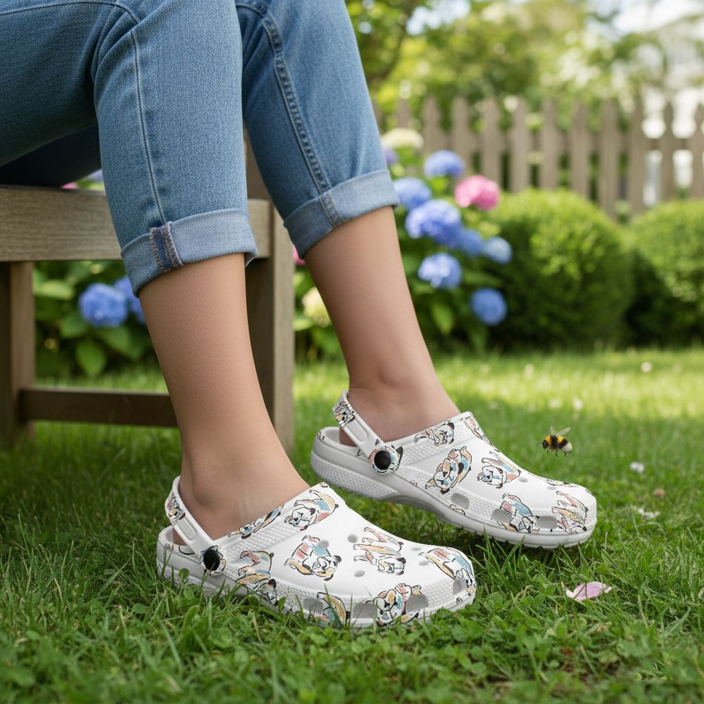 Leuke klompen met bulldogprint