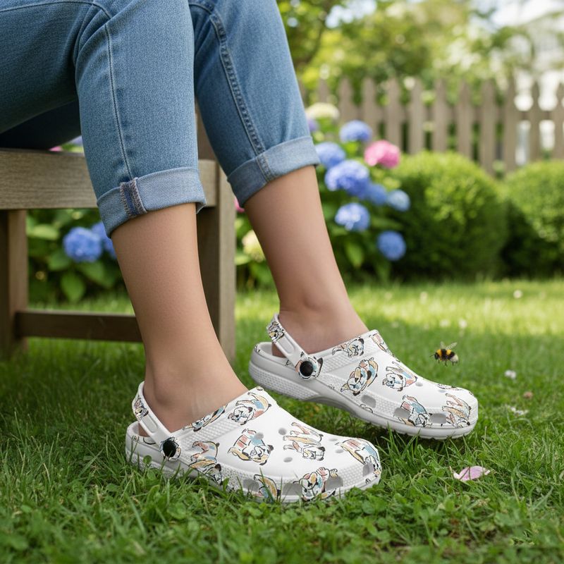 Leuke klompen met bulldogprint