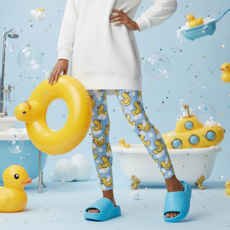 Funny duck print high-waisted leggings