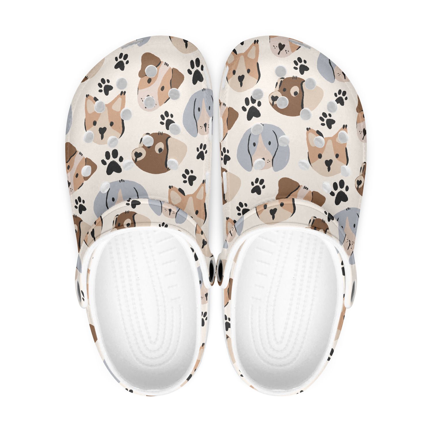 Speelse klompen met hondenprint