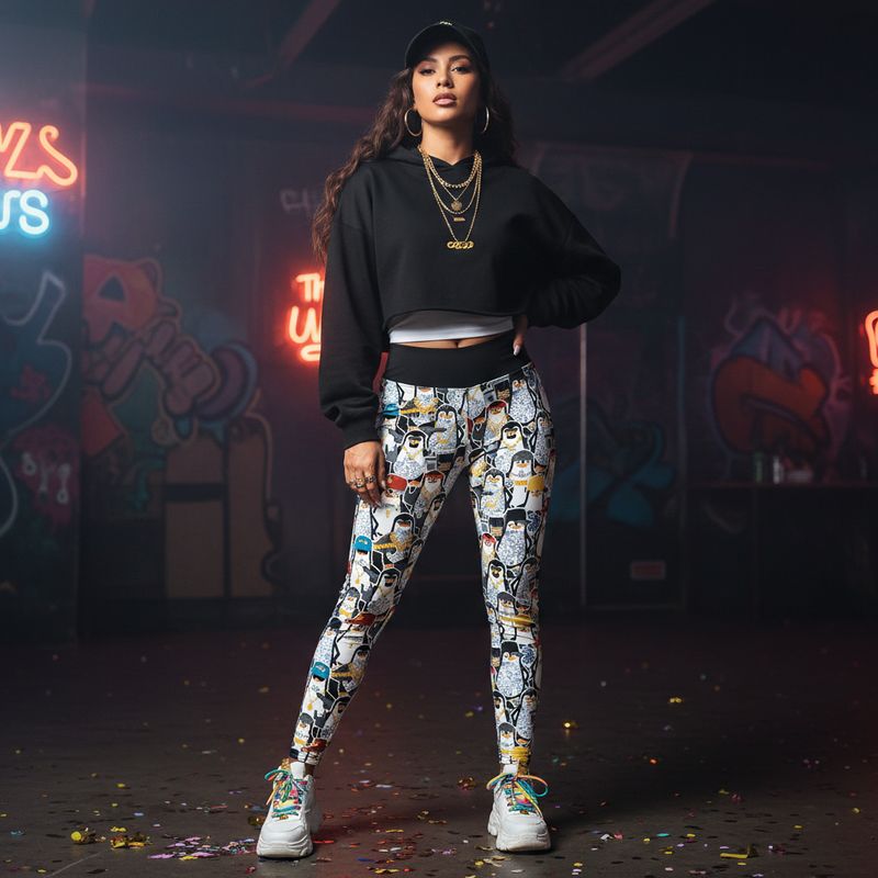 Funny Penguin Gang High-Waist Leggings