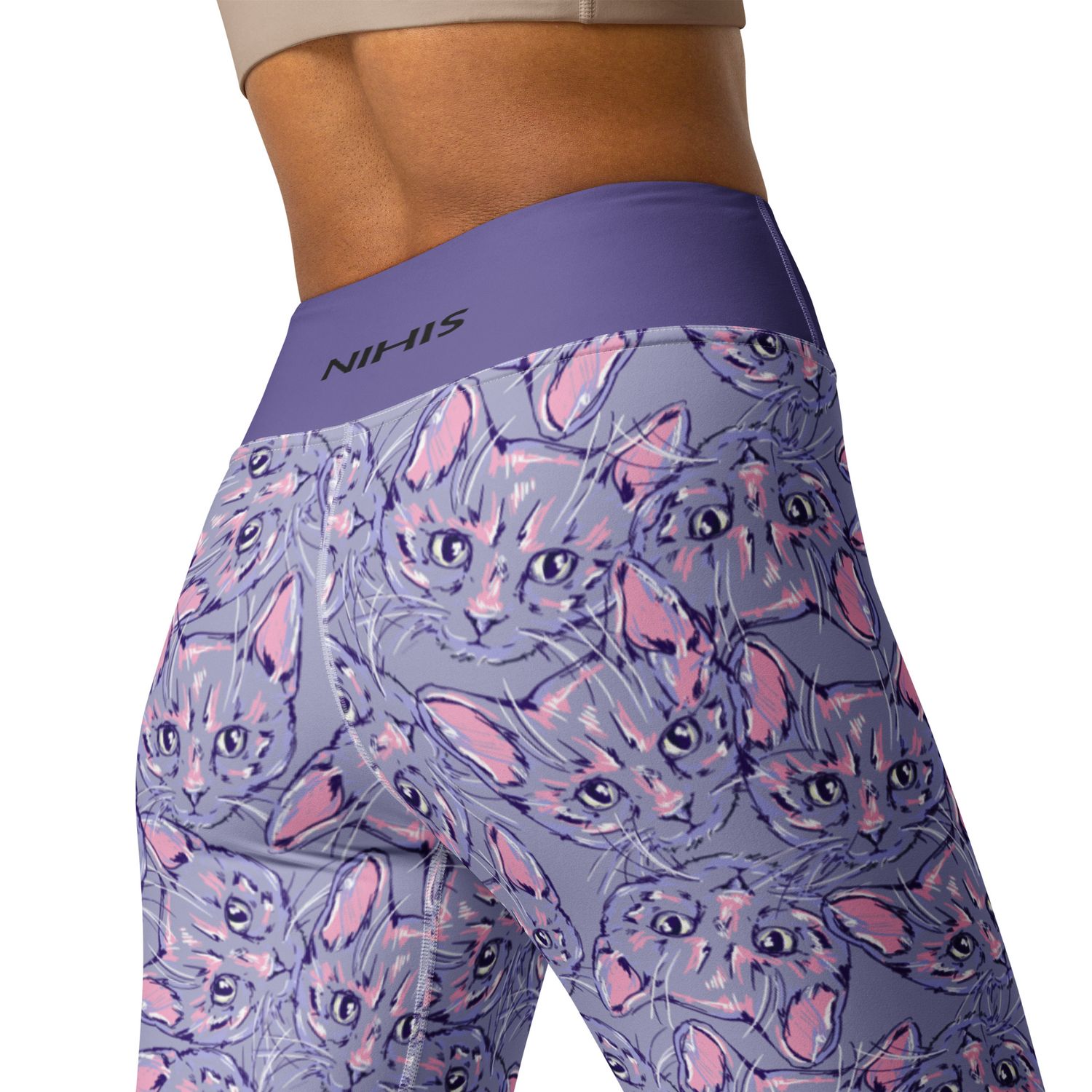 Purple Cat High-Waisted Leggings