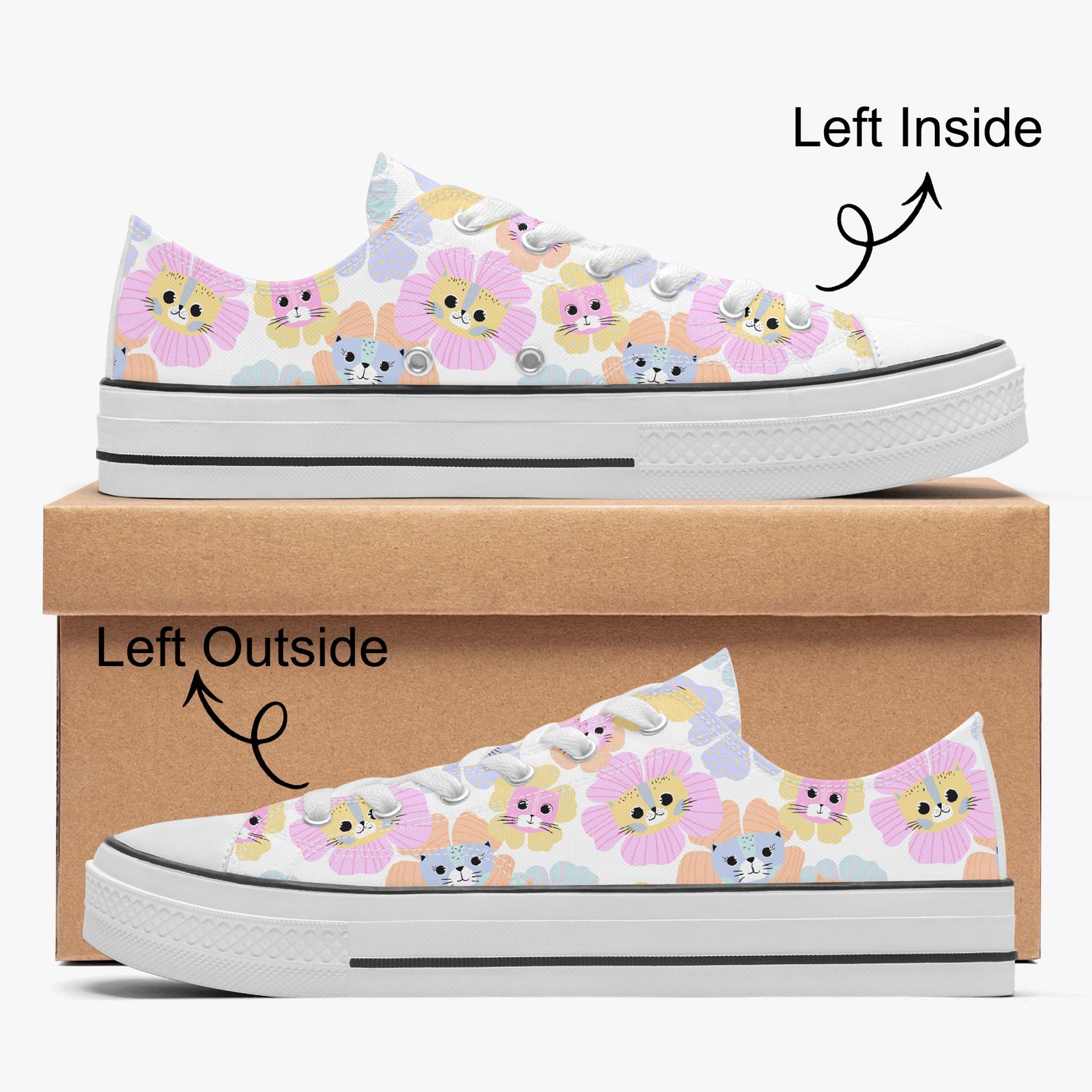 Cat Blossom Canvas Sneakers