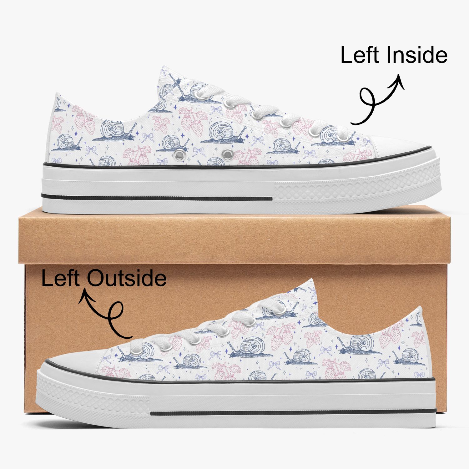 Snail and strawberry print canvas sneakers