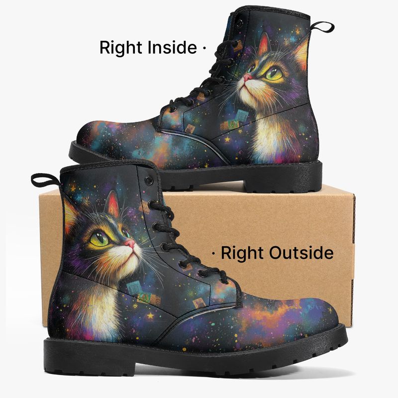 Galaxy Cat Leather Boots