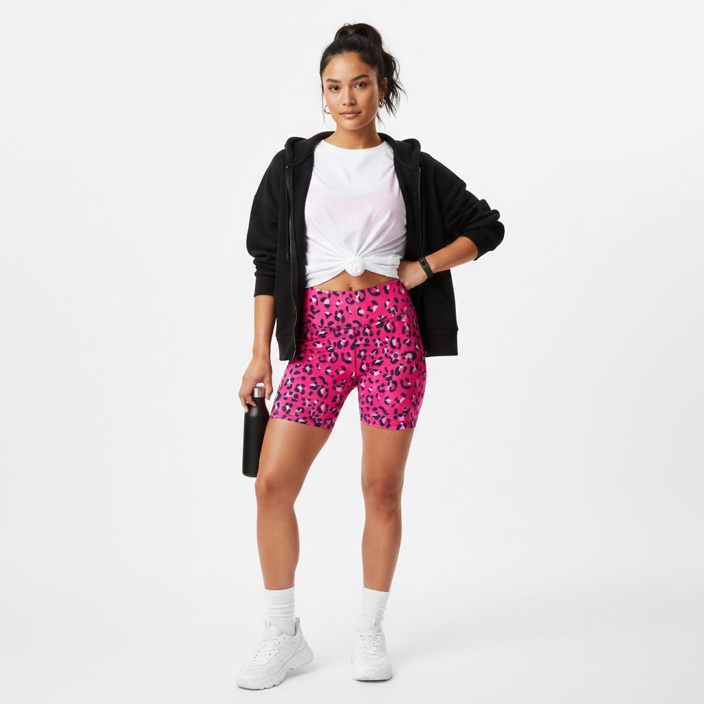 Short yoga shorts - PinkPulse Leopard