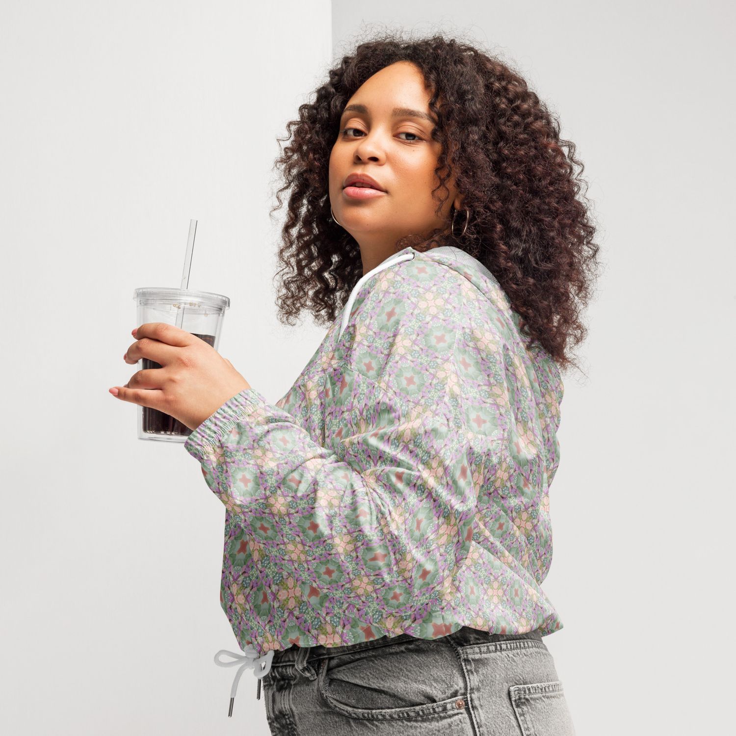 Midriff-baring windbreaker - PastelBloom