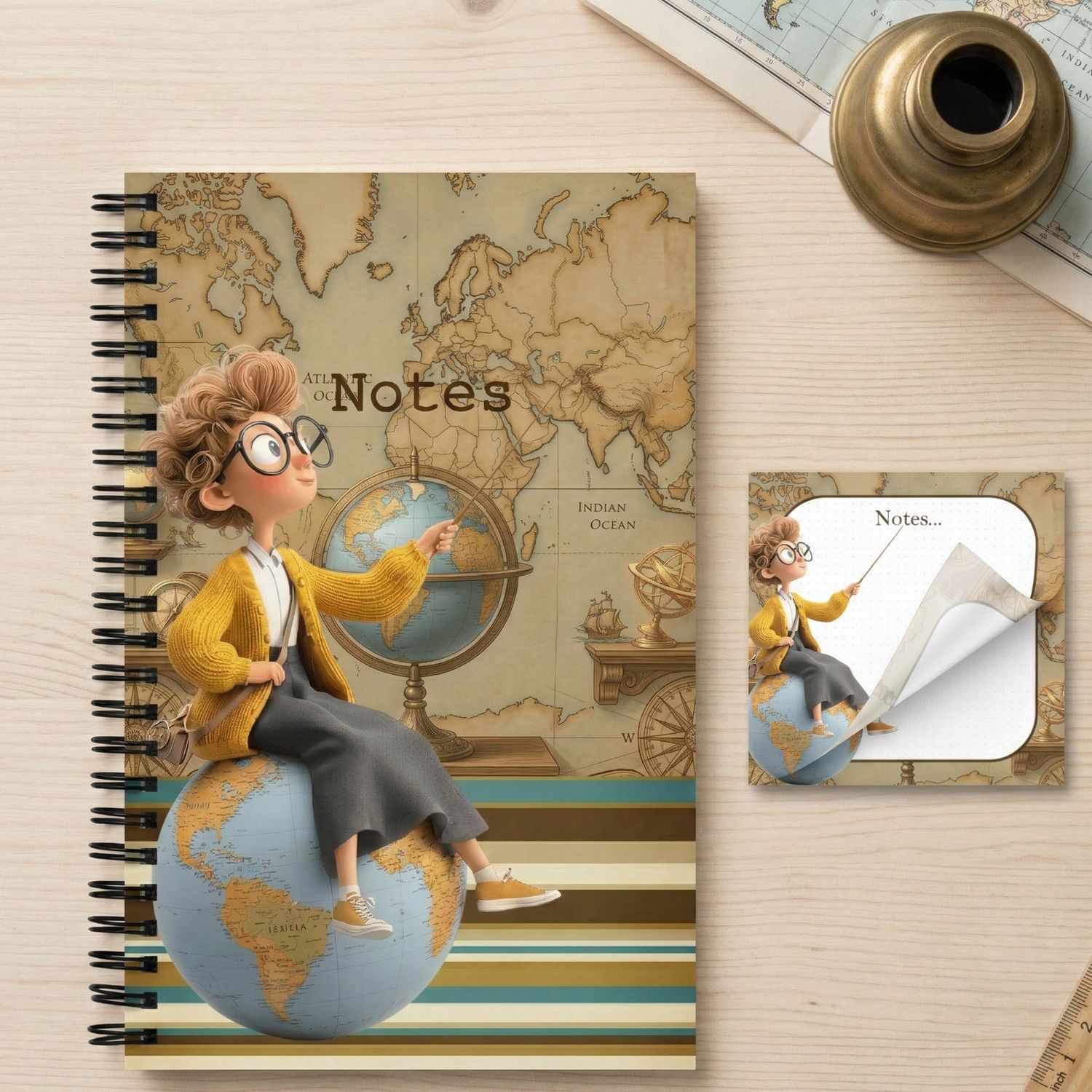 Spiral notebook with forest animals