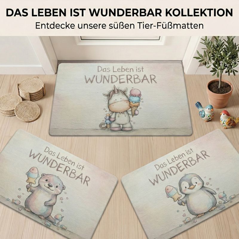 Cute animal doormat “Life is wonderful”