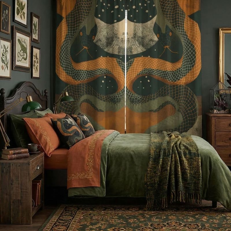 Snake blackout curtains Midnight Serpentine