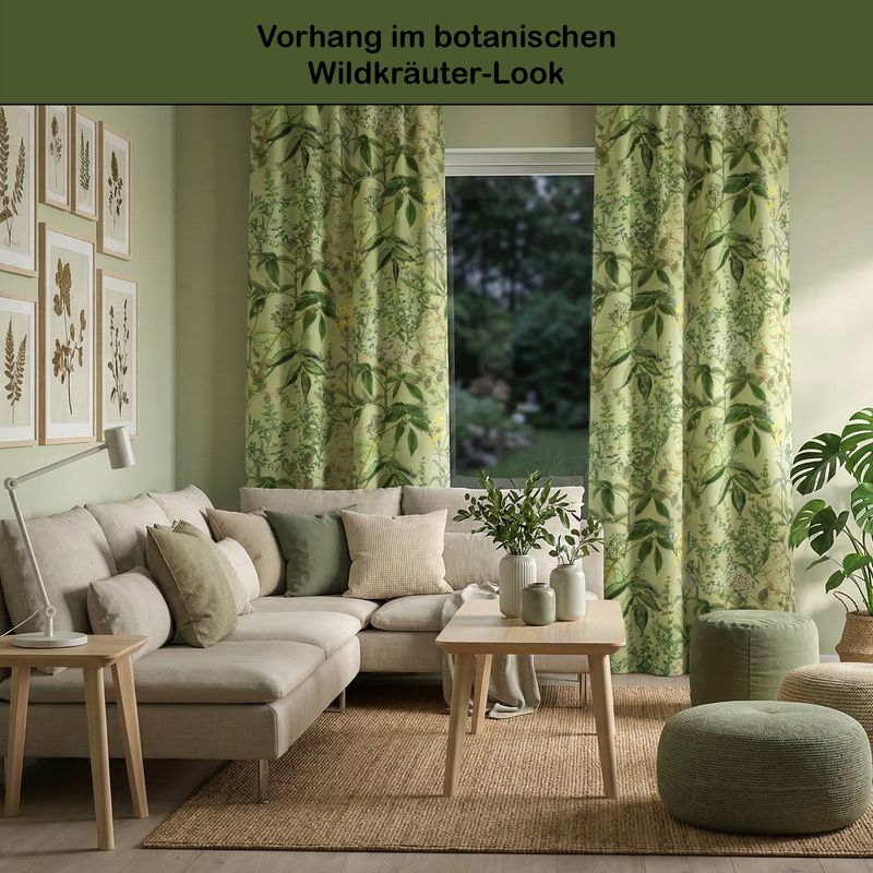 Blackout curtains in a botanical wild herb look