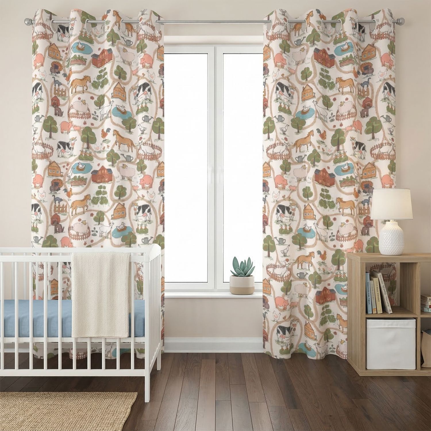 Farmhouse blackout curtains with animal motifs