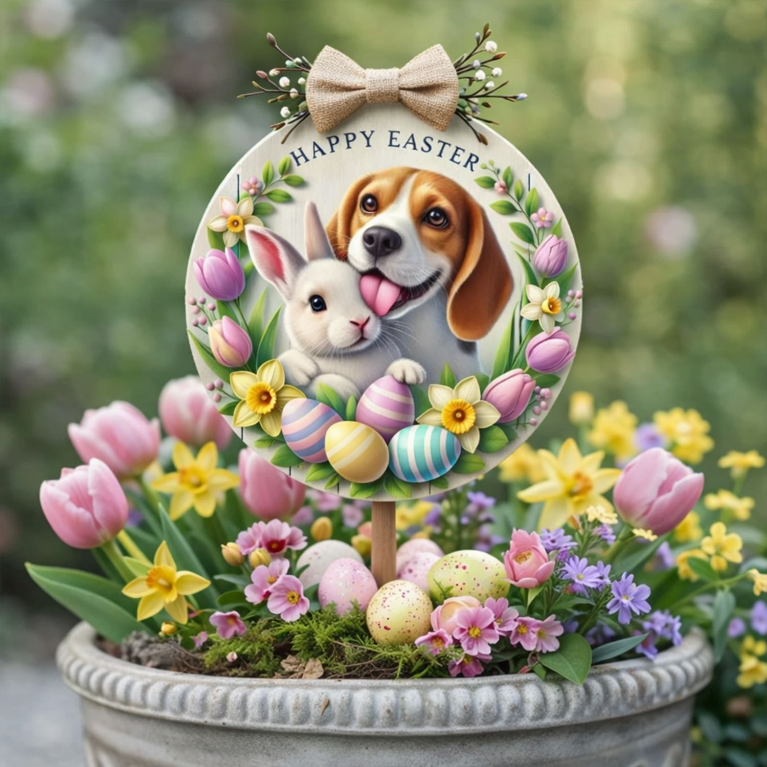 Beagle &amp; Bunny - Happy Easter Easter decorative sign