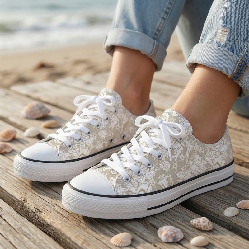 Ocean Whisper – Vintage Ocean Canvas Sneakers