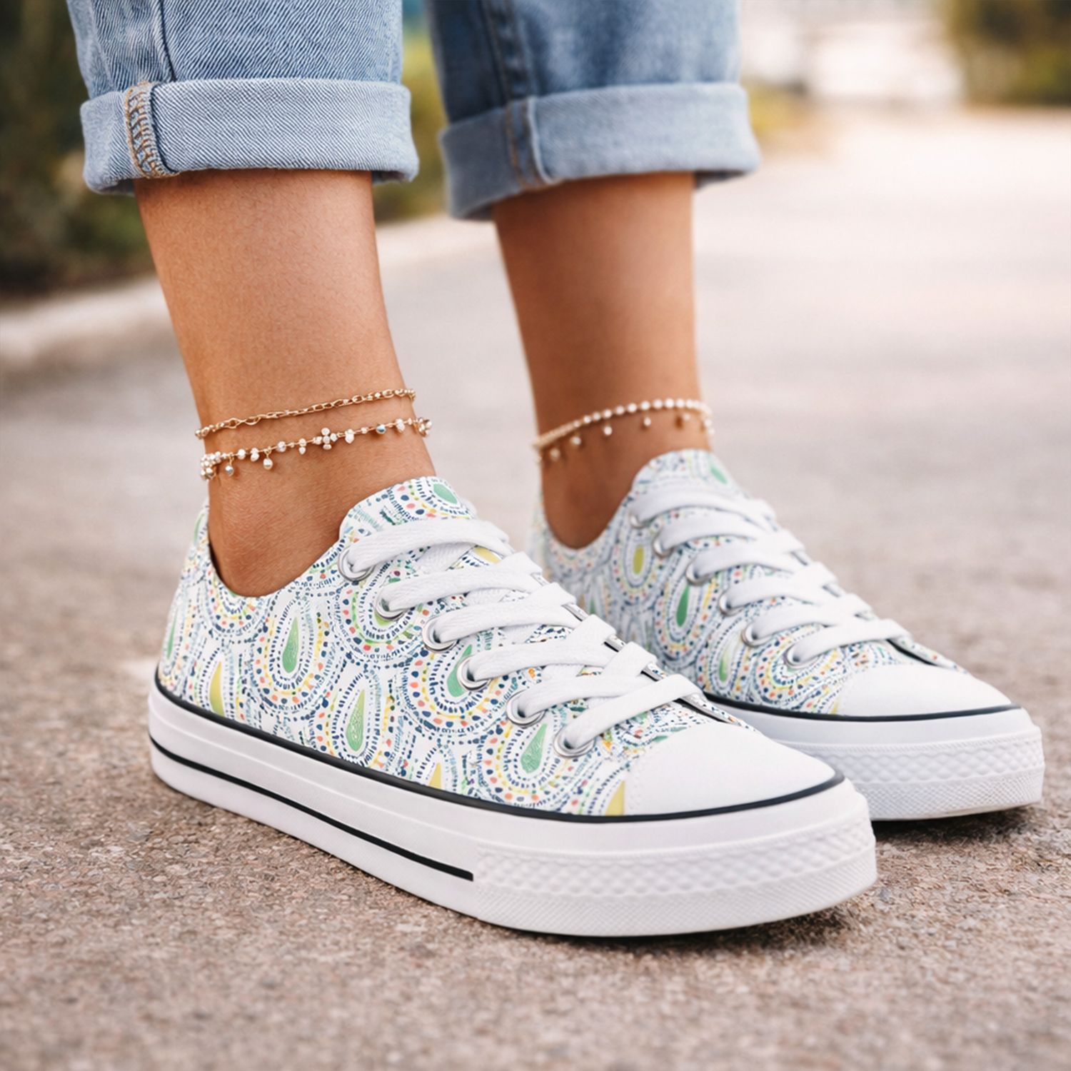 Paisley Boho Pattern Canvas Sneakers