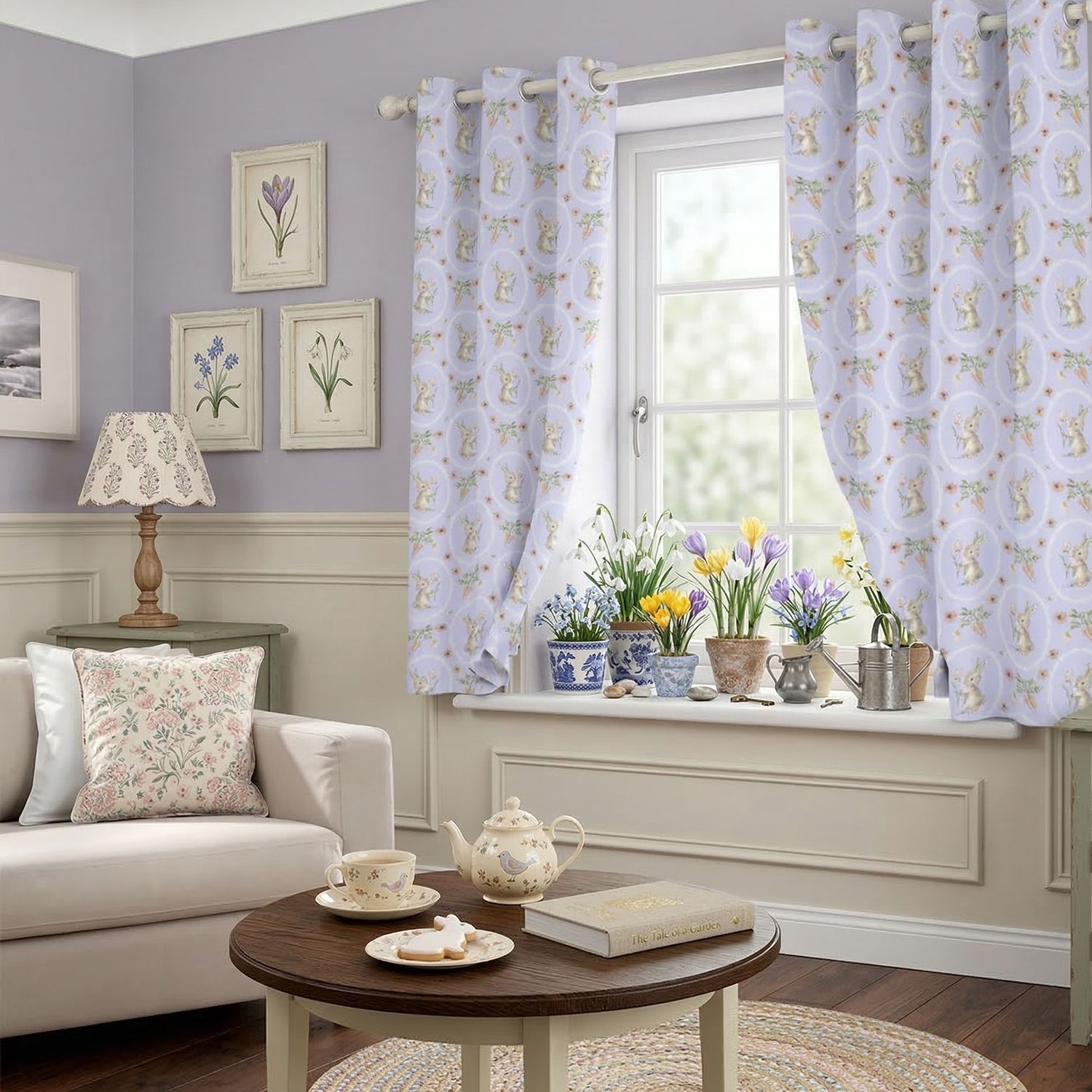 Easter Bunny Dream – Rabbit Motif Blackout Curtains