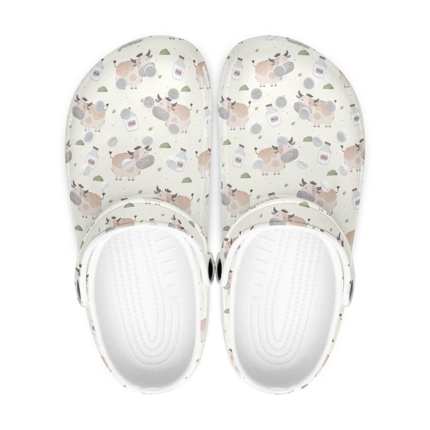 Summer clogs with a cute cow farm design