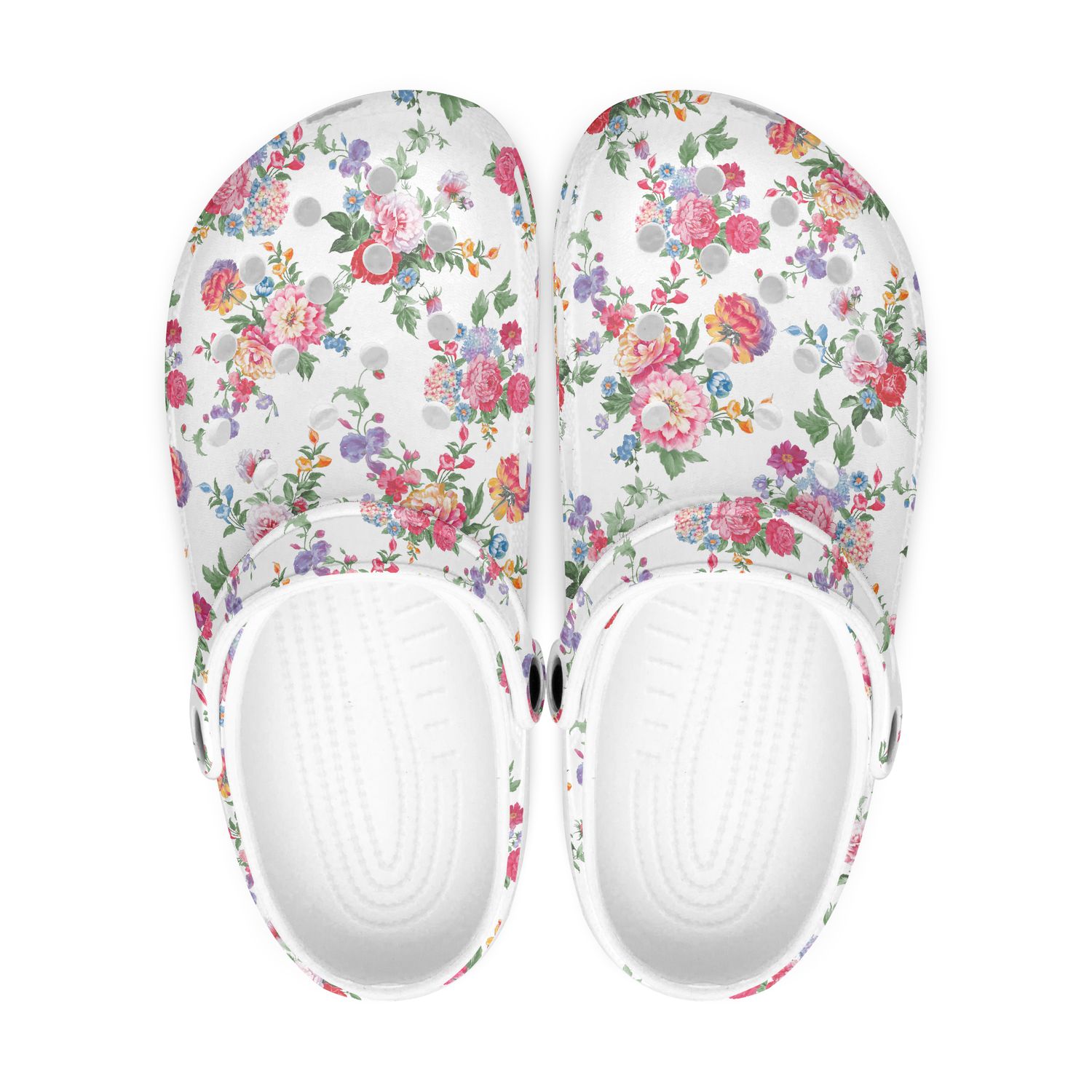 Summer clogs with floral pattern