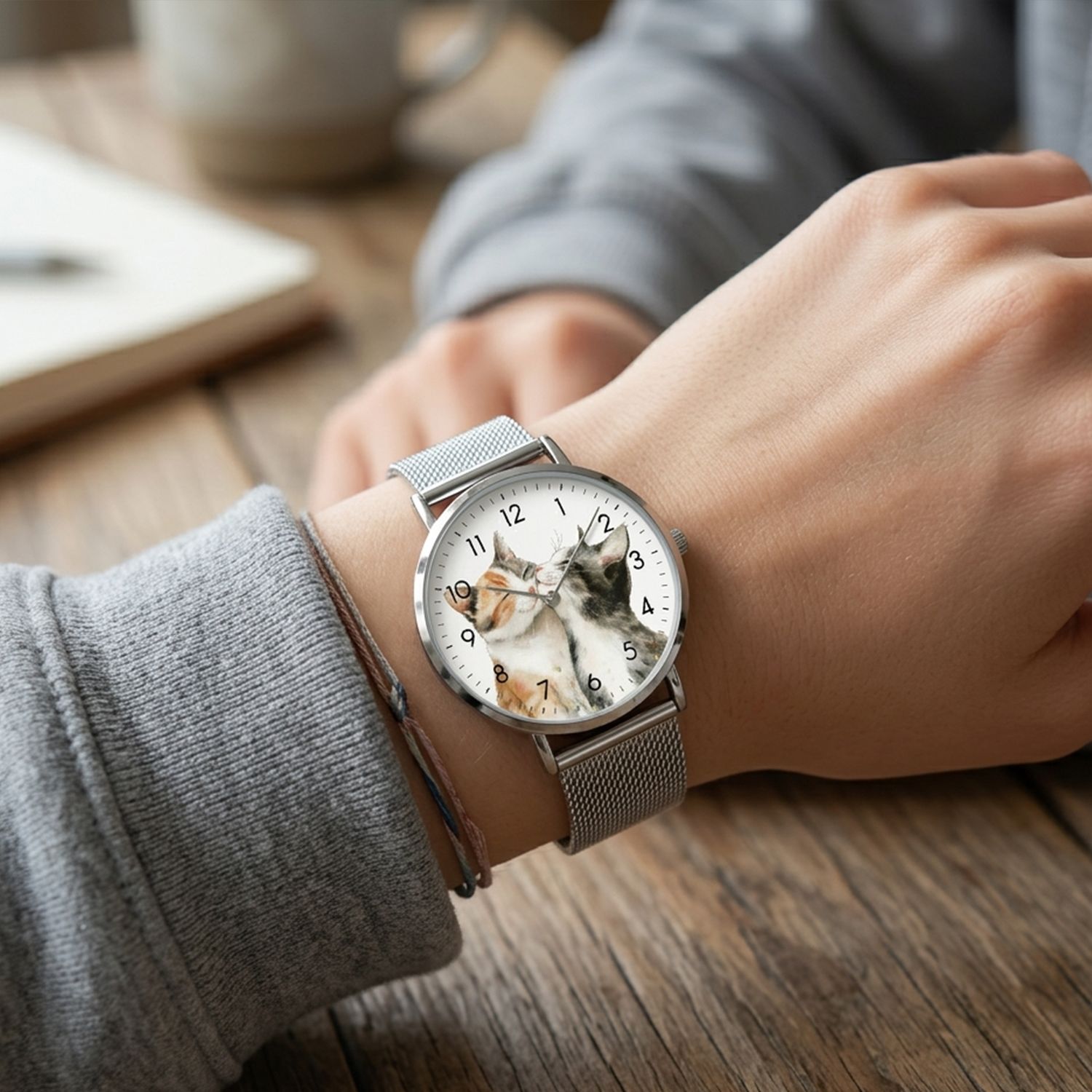 Playful wristwatch with a cute cat motif