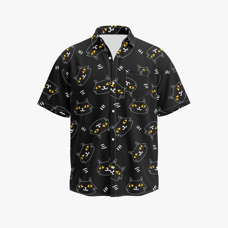 Cat Pattern Fun Shirt Black