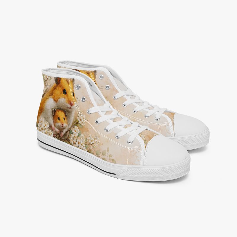 High-top canvas shoes with hamster motif