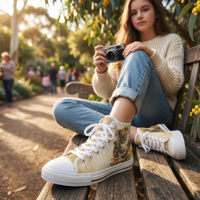 High-Top Canvas Schuhe mit Koala-Motiv