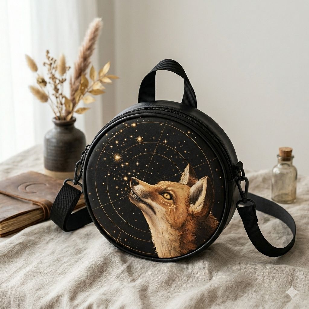 Fox with mystical starry sky motif, all-round bag