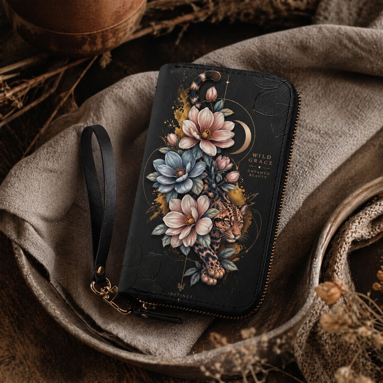 Leopard Wallet Black Floral