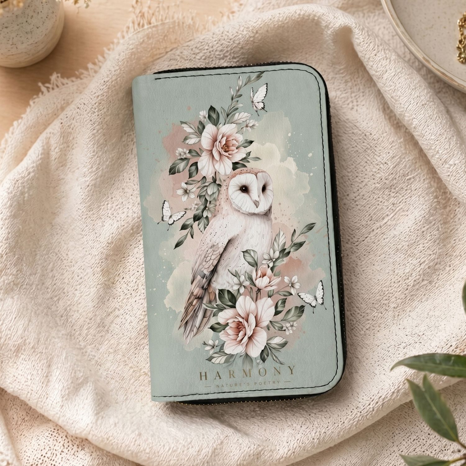 Owl Purse Floral Watercolor