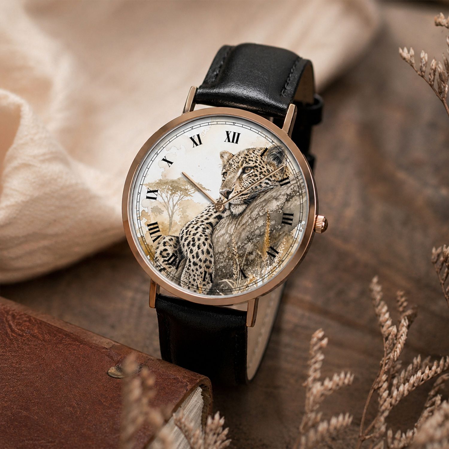 Ladies' Leopard Safari Wristwatch - Rose Gold