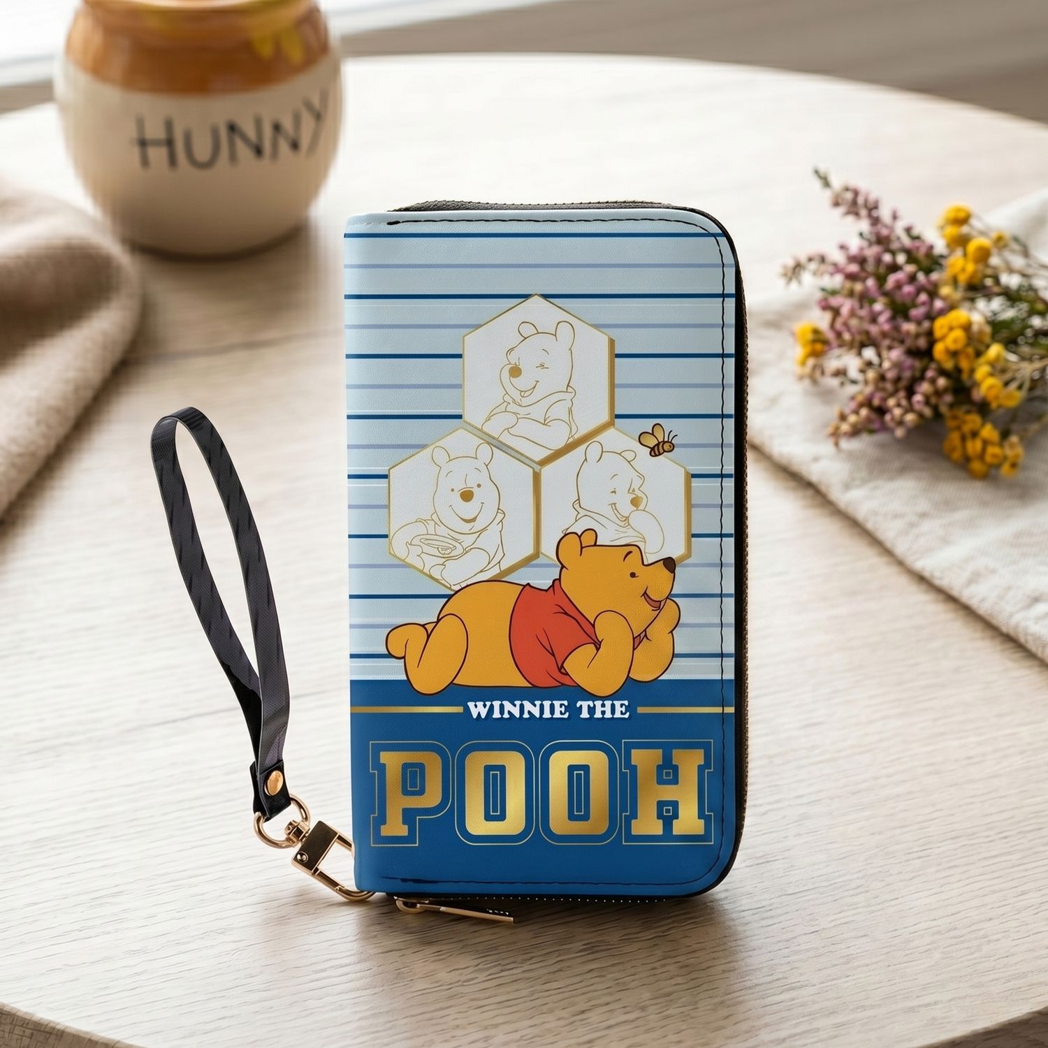 Winnie the Pooh Wallet – Blue Stripe Design