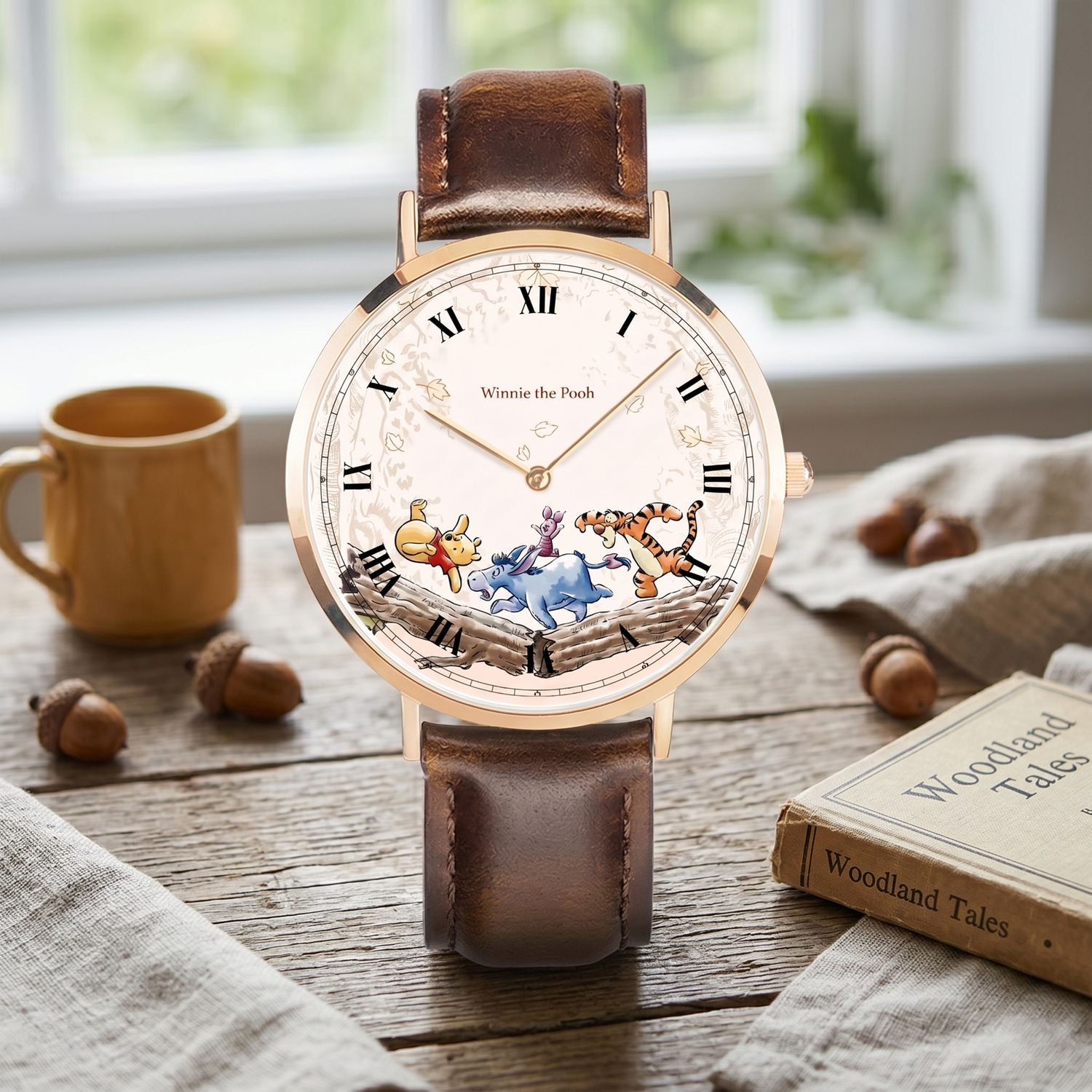 Winnie the Pooh Leather Wristwatch “Tree Trunk Adventure” Rose Gold