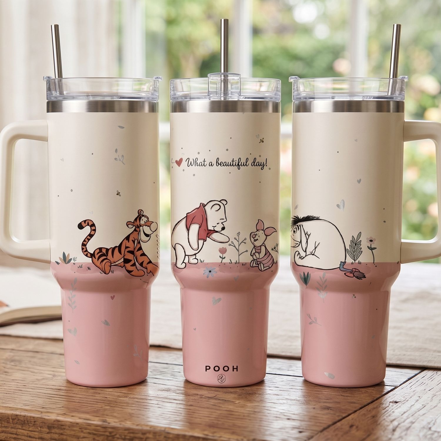 Winnie the Pooh Insulated Tumbler with Straw – Tigger, Piglet &amp; Eeyore Design