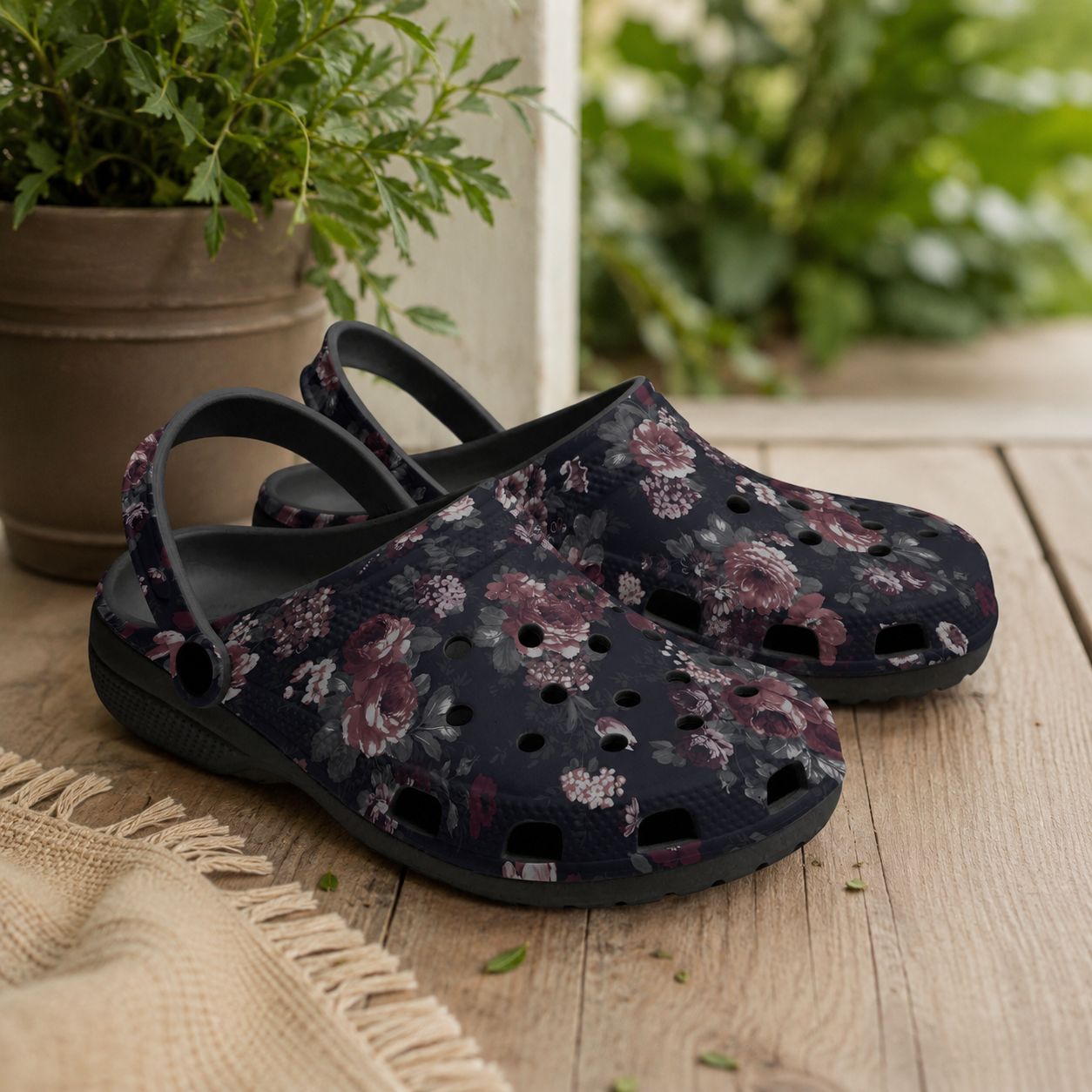 Black Floral Clogs – Comfortable Casual &amp; Garden Shoes