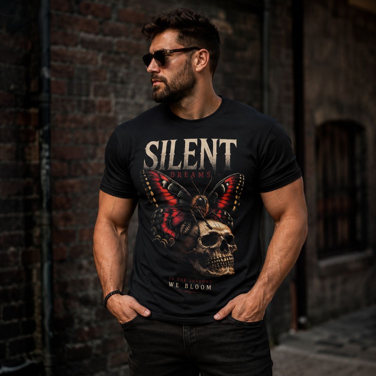Silent Dreams Skull Butterfly T-Shirt – Gothic Butterfly Skull Shirt
