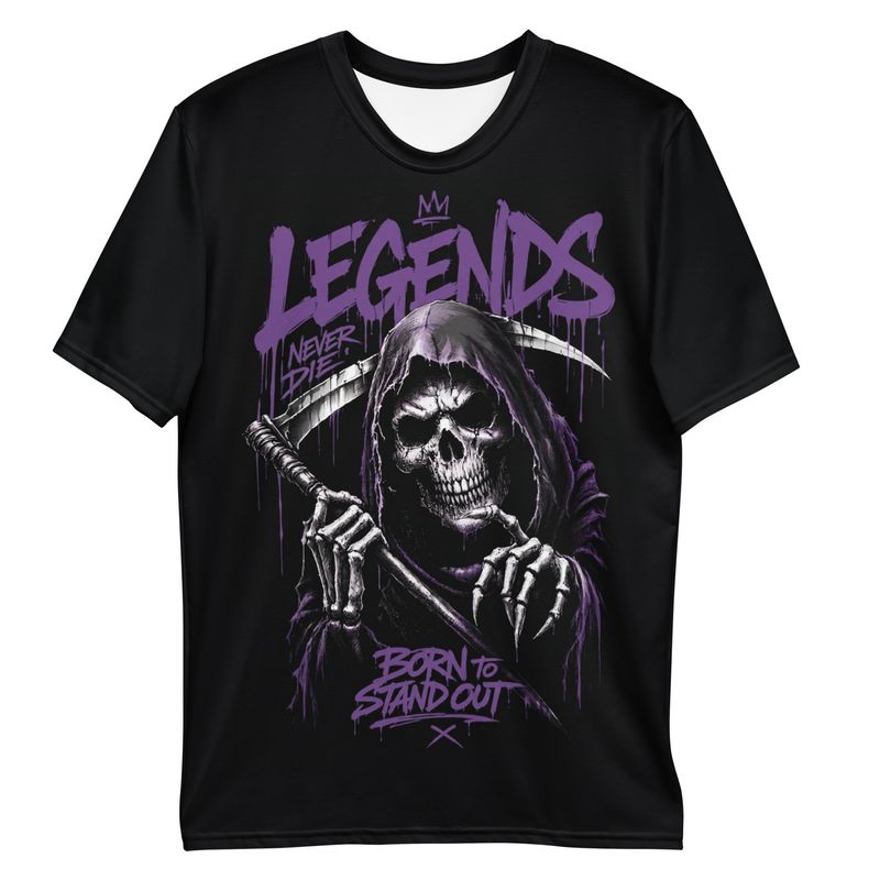 Legends Never Die T-Shirt – Grim Reaper Skull Shirt | Gothic streetwear design